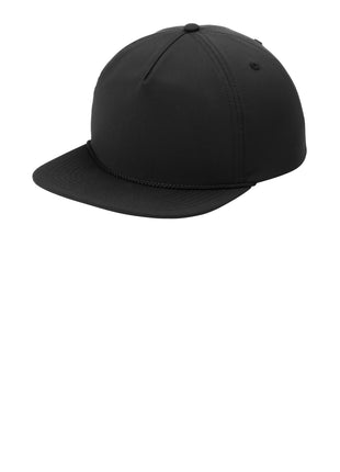 Port Authority® 5-Panel Poly Rope Cap C981 - Black/ Black | Port Authority