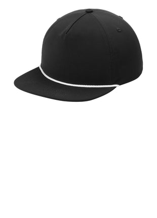 Port Authority® 5-Panel Poly Rope Cap C981 - Black/ White | Port Authority