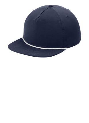 Port Authority® 5-Panel Poly Rope Cap C981 - River Blue Navy/ White | Port Authority