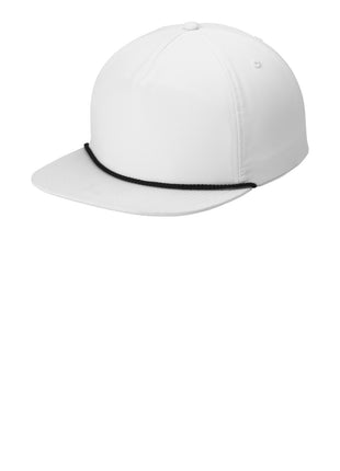 Port Authority® 5-Panel Poly Rope Cap C981 - White/ Black | Port Authority