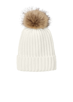Port Authority® Faux Fur Pom Beanie C990 - Marshmallow | Port Authority