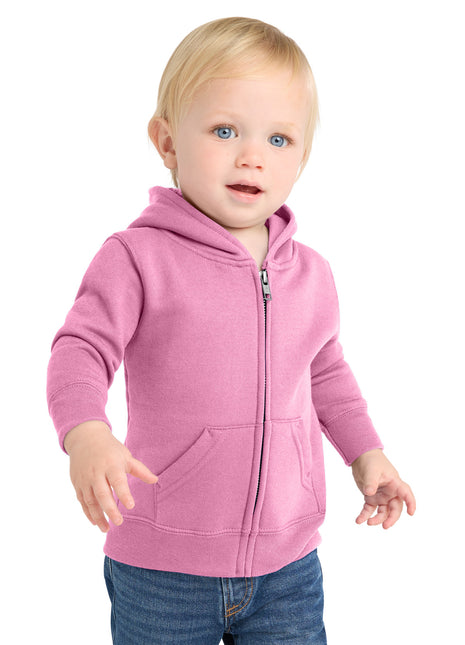 Port & Co™ Infant Core Fleece Full-Zip Hooded Sweatshirt. CAR78IZH - Candy Pink | Port & Co