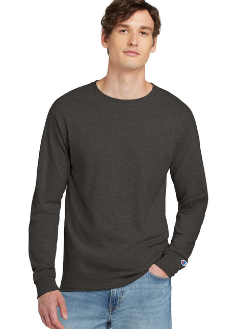 Champion ® Heritage 5.2-Oz. Jersey Long Sleeve Tee CC8C - Charcoal Heather | Champion