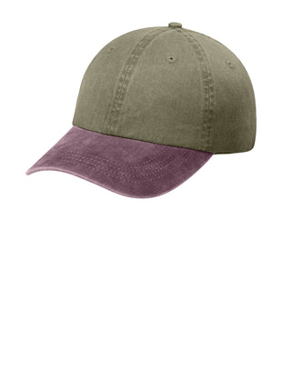 Port Authority® Two-Tone Pigment-Dyed Cap.  CP83 - Khaki/ Maroon | Port Authority