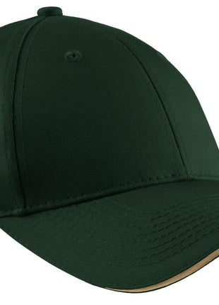 Port Authority® Cotton Twill Sandwich Bill Cap.  CP85 - Hunter/ Khaki | Port Authority