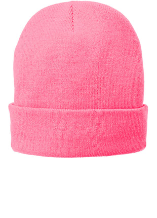 Port Authority® Fleece-Lined Knit Cap. CP90L - Neon Pink Glo | Port Authority