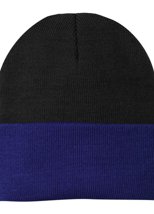 Port Authority® Knit Cap.  CP90 - Black/ Athletic Royal | Port Authority