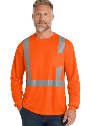 CornerStone ® ANSI 107 Class 2 Mesh Long Sleeve Tee. CS201 - Safety Orange | CornerStone