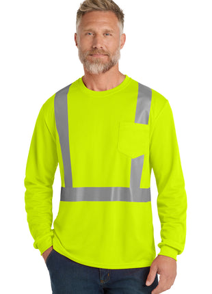 CornerStone ® ANSI 107 Class 2 Mesh Long Sleeve Tee. CS201 - Safety Yellow | CornerStone