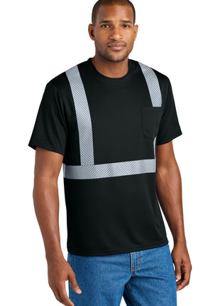 CornerStone® Enhanced Visibility Segmented Tape Tee CS206 - Black | CornerStone