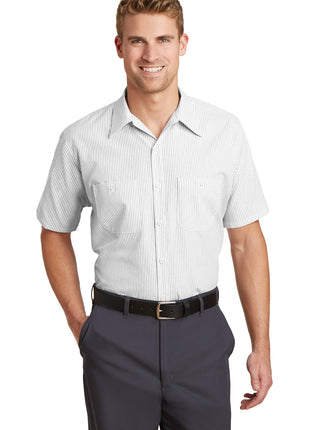 Red Kap® Short Sleeve Striped Industrial Work Shirt.  CS20 - Grey/ White | Red Kap