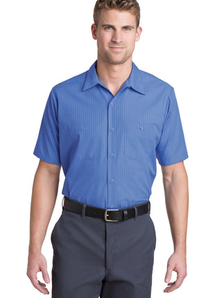 Red Kap® Short Sleeve Striped Industrial Work Shirt.  CS20 - Petrol Blue/ Navy | Red Kap