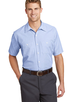 Red Kap® Short Sleeve Striped Industrial Work Shirt.  CS20 - White/ Blue | Red Kap