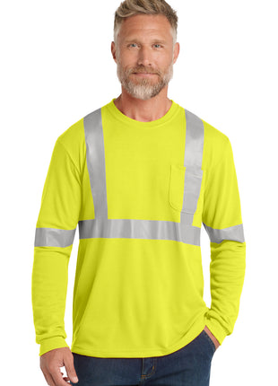 CornerStone® ANSI 107 Class 2 Long Sleeve Safety T-Shirt. CS401LS - Safety Yellow/ Reflective | CornerStone