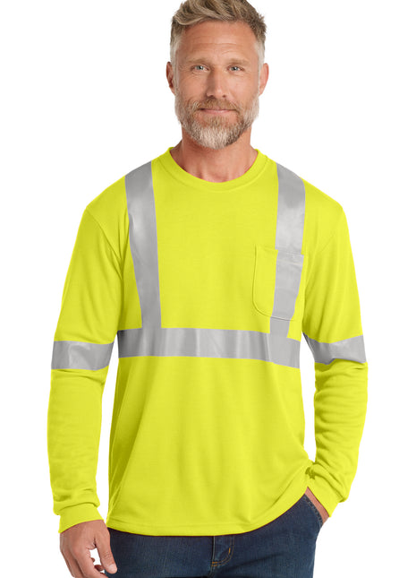 CornerStone® ANSI 107 Class 2 Long Sleeve Safety T-Shirt. CS401LS - Safety Yellow/ Reflective | CornerStone