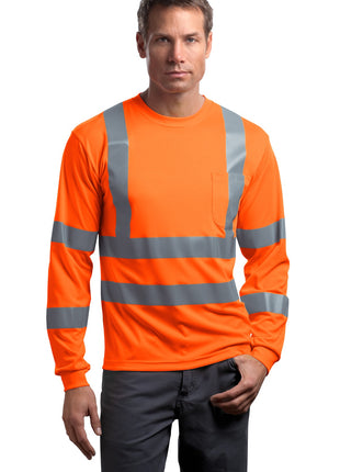 CornerStone® - ANSI 107 Class 3 Long Sleeve Snag-Resistant Reflective T-Shirt. CS409 - Safety Orange | CornerStone