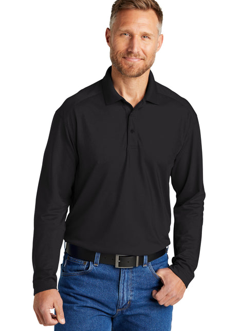 CornerStone® Select Lightweight Snag-Proof Long Sleeve Polo CS418LS - Black | CornerStone