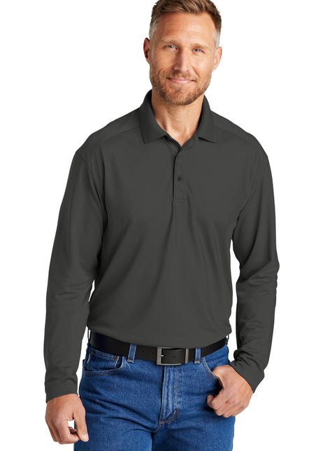 CornerStone® Select Lightweight Snag-Proof Long Sleeve Polo CS418LS - Charcoal | CornerStone