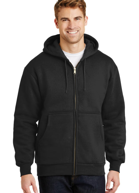 CornerStone® - Heavyweight Full-Zip Hooded Sweatshirt with Thermal Lining.  CS620 - Black | CornerStone