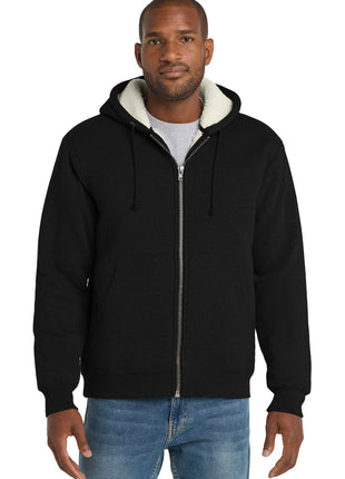 CornerStone® Heavyweight Sherpa-Lined Hooded Fleece Jacket. CS625 - Black | CornerStone