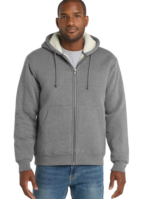 CornerStone® Heavyweight Sherpa-Lined Hooded Fleece Jacket. CS625 - Grey | CornerStone