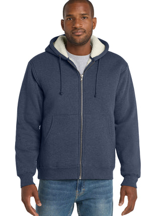 CornerStone® Heavyweight Sherpa-Lined Hooded Fleece Jacket. CS625 - Navy | CornerStone
