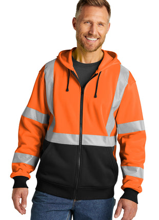 CornerStone® A107 Class 3 Heavy-Duty Fleece Full-Zip Hoodie CSF300 - Safety Orange | CornerStone