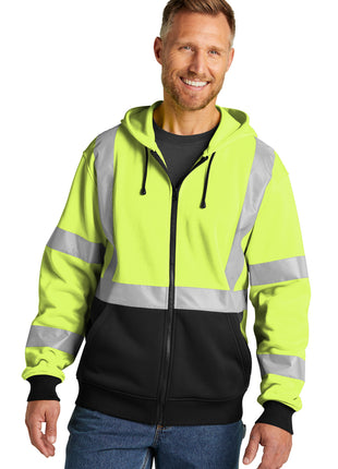 CornerStone® A107 Class 3 Heavy-Duty Fleece Full-Zip Hoodie CSF300 - Safety Yellow | CornerStone