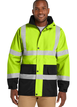 CornerStone® - ANSI 107 Class 3 Waterproof Parka. CSJ24 - Safety Yellow/ Black | CornerStone
