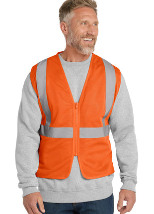 CornerStone ® ANSI 107 Class 2 Economy Mesh Zippered Vest. CSV101 - Safety Orange | CornerStone
