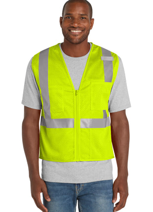 CornerStone ® ANSI 107 Class 2 Mesh Zippered Vest. CSV102 - Safety Yellow | CornerStone