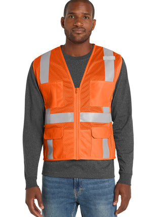 CornerStone ® ANSI 107 Class 2 Mesh Six-Pocket Zippered Vest. CSV104 - Safety Orange | CornerStone