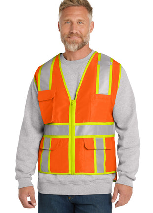 CornerStone ® ANSI 107 Class 2 Surveyor Zippered Two-Tone Vest. CSV105 - Safety Orange | CornerStone
