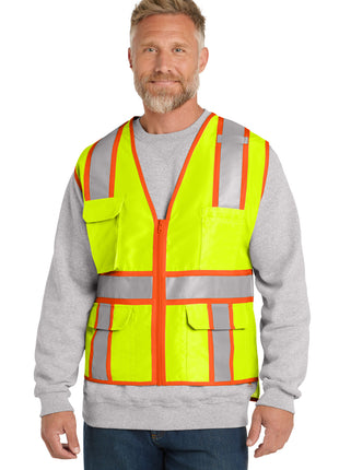 CornerStone ® ANSI 107 Class 2 Surveyor Zippered Two-Tone Vest. CSV105 - Safety Yellow | CornerStone