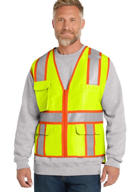 CornerStone ® ANSI 107 Class 2 Surveyor Zippered Two-Tone Vest. CSV105 - Safety Yellow | CornerStone