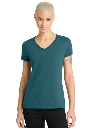 District® - Women's Perfect Weight® V-Neck Tee. DM1170L - Caribbean Blue Heather | District