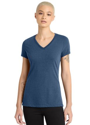 District® Women's Perfect Blend® CVC V-Neck Tee. DM1190L - Deep Royal Fleck | District