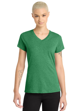 District® Women's Perfect Blend® CVC V-Neck Tee. DM1190L - Heathered Kelly Green | District