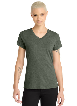 District® Women's Perfect Blend® CVC V-Neck Tee. DM1190L - Heathered Olive | District