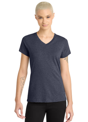District® Women's Perfect Blend® CVC V-Neck Tee. DM1190L - Heathered Navy | District