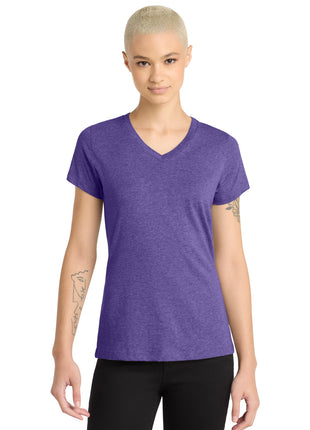 District® Women's Perfect Blend® CVC V-Neck Tee. DM1190L - Heathered Purple | District
