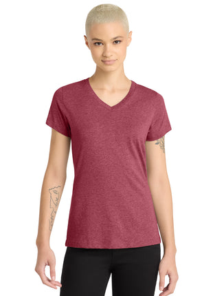 District® Women's Perfect Blend® CVC V-Neck Tee. DM1190L - Heathered Red | District