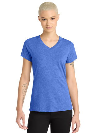 District® Women's Perfect Blend® CVC V-Neck Tee. DM1190L - Heathered Royal | District