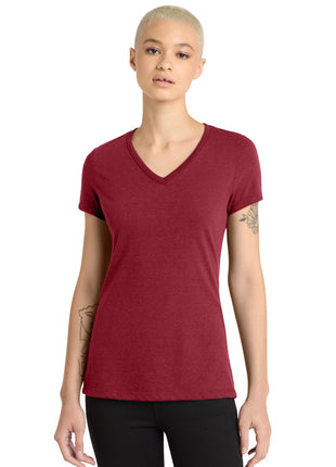 District® Women's Perfect Blend® CVC V-Neck Tee. DM1190L - Red Fleck | District