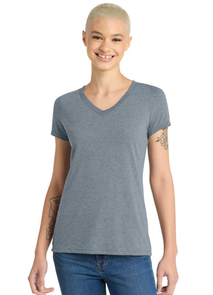 District® Women's Perfect Tri® V-Neck Tee. DM1350L - Flint Blue Heather | District