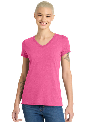 District® Women's Perfect Tri® V-Neck Tee. DM1350L - Fuchsia Frost | District