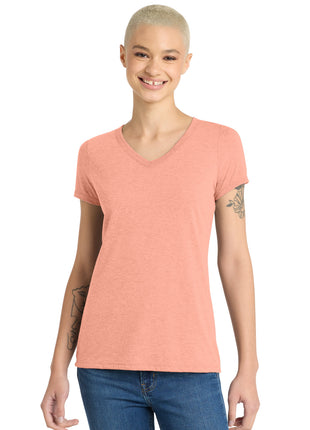 District® Women's Perfect Tri® V-Neck Tee. DM1350L - Heathered Dusty Peach | District