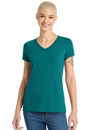 District® Women's Perfect Tri® V-Neck Tee. DM1350L - Heathered Teal | District