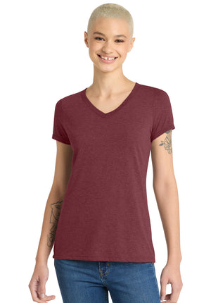 District® Women's Perfect Tri® V-Neck Tee. DM1350L - Maroon Frost | District