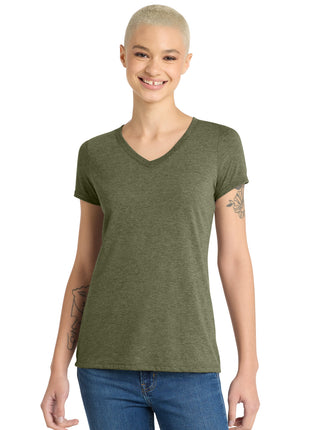 District® Women's Perfect Tri® V-Neck Tee. DM1350L - Military Green Frost | District